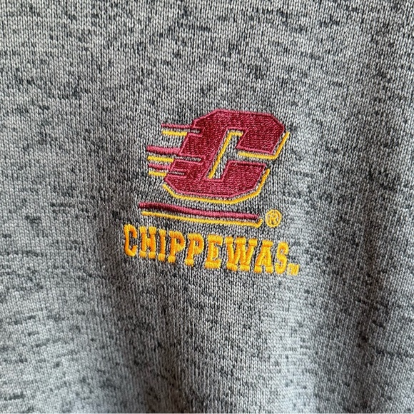 CMU Central Michigan Chippewas Mens Sweater Sweatshirt Jacket Gray 1/4 Zip XXL - Picture 3 of 9